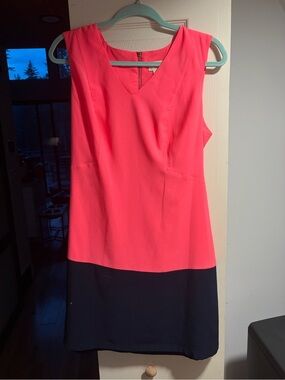 JB by Julie Brown Neon Pink and Black Colorblock Midi Dress